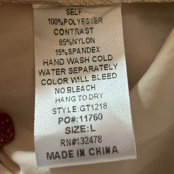 Glam NWT Women's Cream Ruffle Sleeve Silky Bodysuit-Size Large - Picture 5 of 5